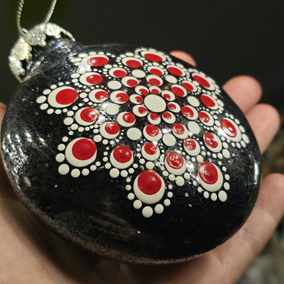 Handmade Ornament black red white Christmas ornament Mandala - Picture 3 of 5